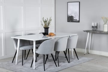 Rektangulär matgrupp Venture Home Ljusgrå Vit 6st - Lysegrå, hvit - Møbler - Bord - Spisegrupper