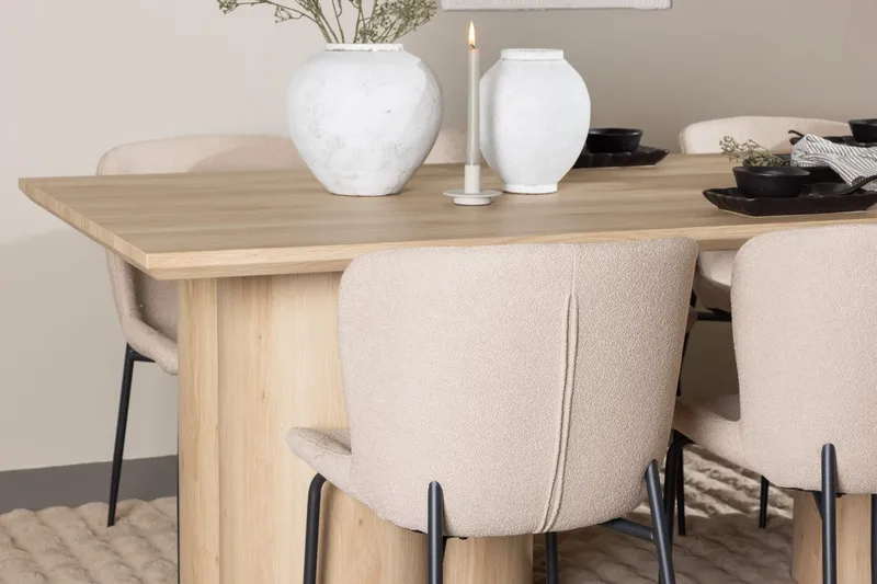 Rektangulär matgrupp Venture Home Ljust trä - Møbler - Bord - Spisegrupper