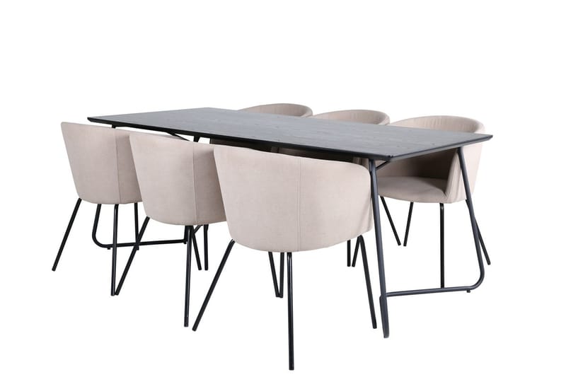Rektangulär matgrupp Venture Home Mörkbeige Svart 6st - Møbler - Bord - Spisegrupper