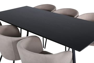 Rektangulär matgrupp Venture Home Mörkbeige Svart 6st - Møbler - Bord - Spisegrupper