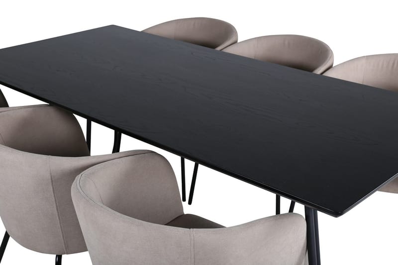 Rektangulär matgrupp Venture Home Mörkbeige Svart 6st - Møbler - Bord - Spisegrupper