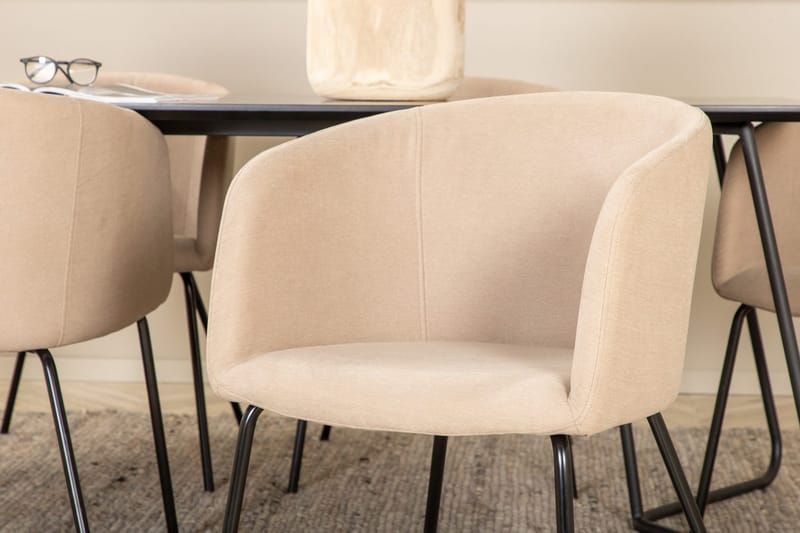 Rektangulär matgrupp Venture Home Mörkbeige Svart 6st - Møbler - Bord - Spisegrupper