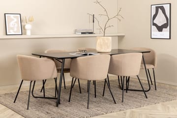 Rektangulär matgrupp Venture Home Mörkbeige Svart 6st - Møbler - Bord - Spisegrupper