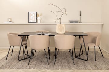 Rektangulär matgrupp Venture Home Mörkbeige Svart 6st - Møbler - Bord - Spisegrupper