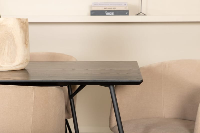 Rektangulär matgrupp Venture Home Mörkbeige Svart 6st - Møbler - Bord - Spisegrupper
