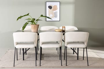 Rektangulär matgrupp Venture Home Offwhite Svart 6st - Møbler - Bord - Spisegrupper