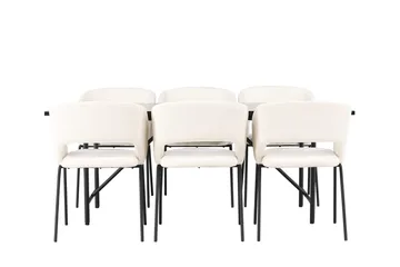 Rektangulär matgrupp Venture Home Offwhite Svart 6st - Møbler - Bord - Spisegrupper