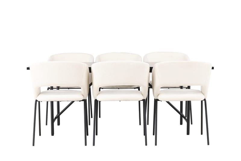 Rektangulär matgrupp Venture Home Offwhite Svart 6st - Møbler - Bord - Spisegrupper