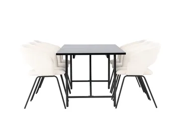 Rektangulär matgrupp Venture Home Offwhite Svart 6st - Møbler - Bord - Spisegrupper