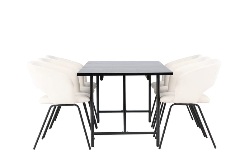 Rektangulär matgrupp Venture Home Offwhite Svart 6st - Møbler - Bord - Spisegrupper