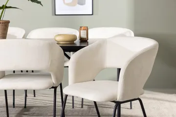 Rektangulär matgrupp Venture Home Offwhite Svart 6st - Møbler - Bord - Spisegrupper