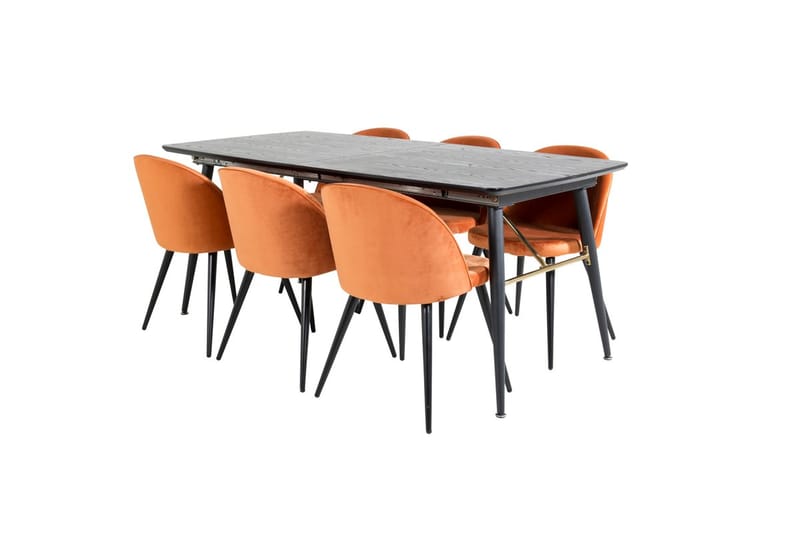 Rektangulär matgrupp Venture Home Rostig Orange Svart 6st - Møbler - Bord - Spisegrupper