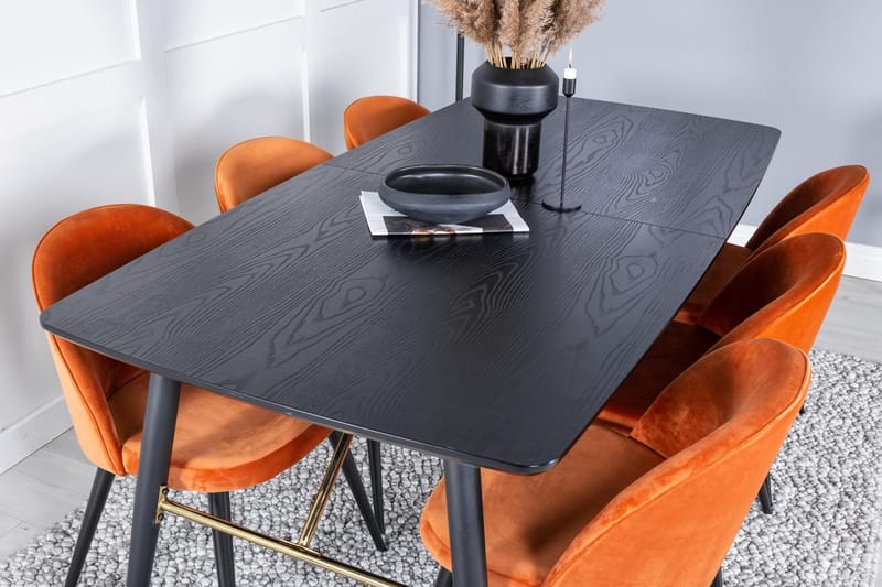 Rektangulär matgrupp Venture Home Rostig Orange Svart 6st - Møbler - Bord - Spisegrupper