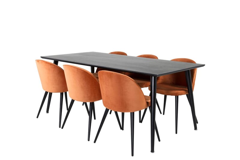 Rektangulär matgrupp Venture Home Rostig Orange Svart 6st - Møbler - Bord - Spisegrupper