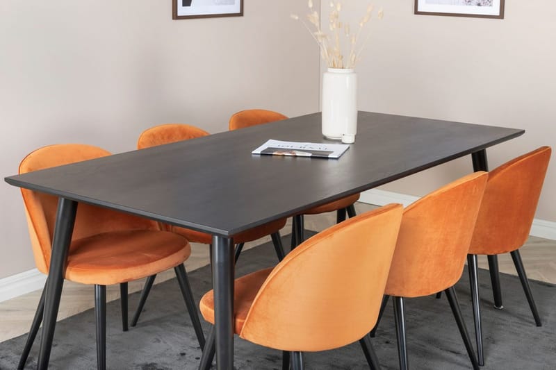 Rektangulär matgrupp Venture Home Rostig Orange Svart 6st - Møbler - Bord - Spisegrupper
