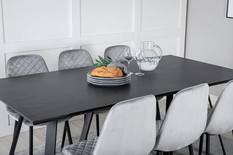 Rektangulär matgrupp Venture Home Svart 6st - Møbler - Bord - Spisegrupper