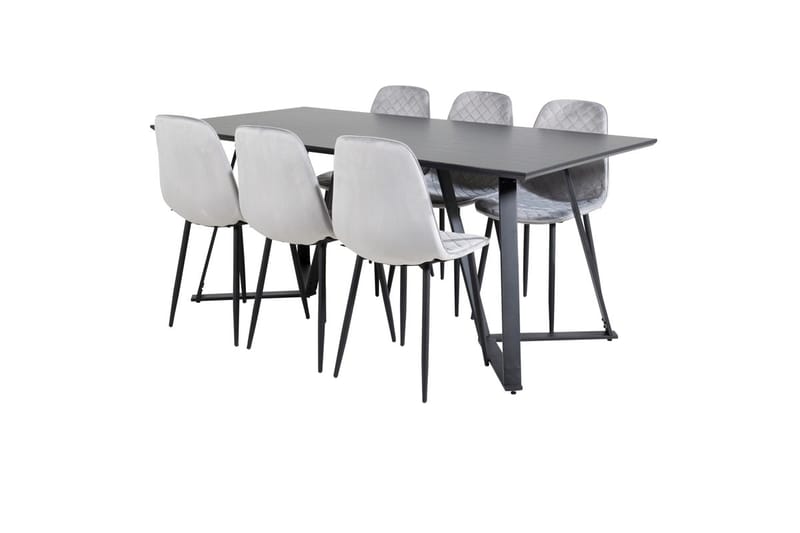 Rektangulär matgrupp Venture Home Svart 6st - Møbler - Bord - Spisegrupper