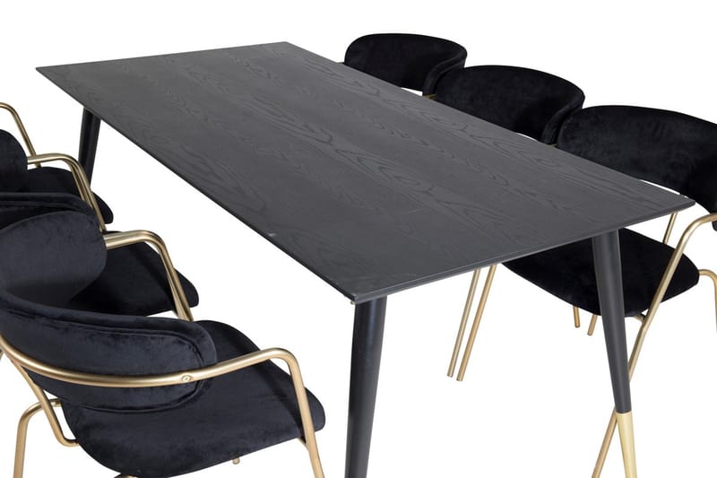 Rektangulär matgrupp Venture Home Svart Guld Mässing - Møbler - Bord - Spisegrupper