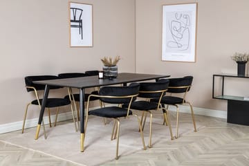 Rektangulär matgrupp Venture Home Svart Guld Mässing - Møbler - Bord - Spisegrupper