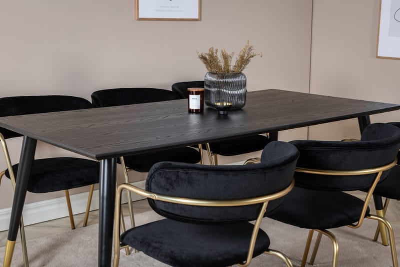 Rektangulär matgrupp Venture Home Svart Guld Mässing - Møbler - Bord - Spisegrupper