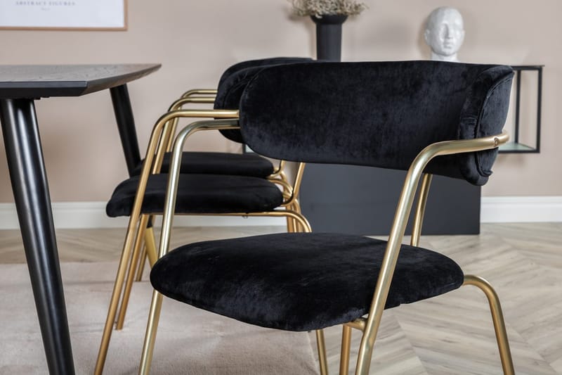 Rektangulär matgrupp Venture Home Svart Guld Mässing - Møbler - Bord - Spisegrupper