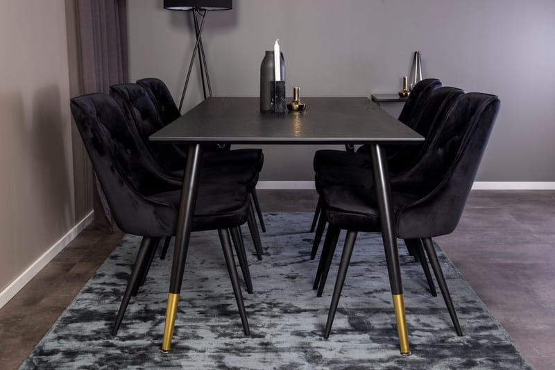 Rektangulär matgrupp Venture Home Svart Guld - Møbler - Bord - Spisegrupper