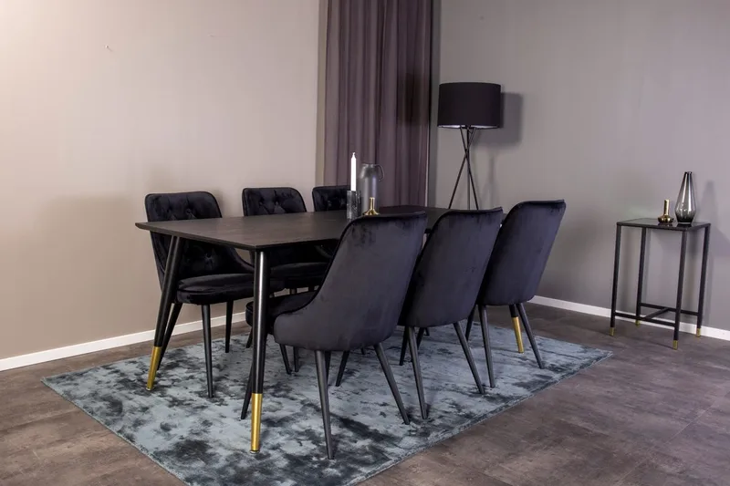 Rektangulär matgrupp Venture Home Svart Guld