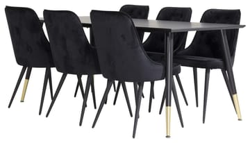 Rektangulär matgrupp Venture Home Svart Guld - Møbler - Bord - Spisegrupper