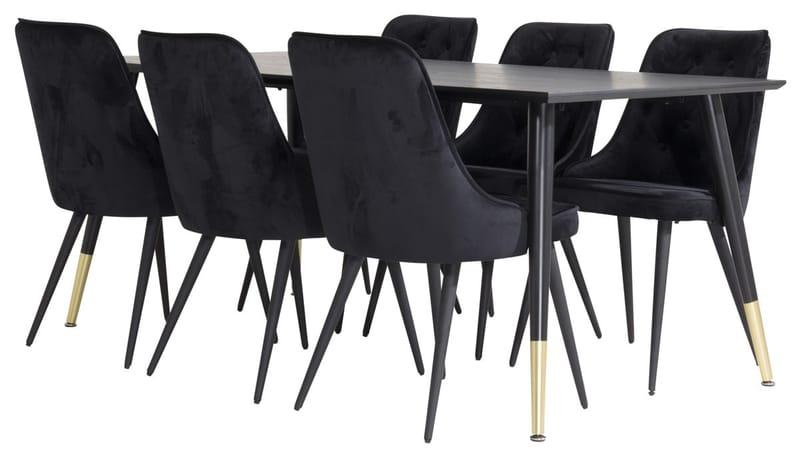 Rektangulär matgrupp Venture Home Svart Guld - Møbler - Bord - Spisegrupper