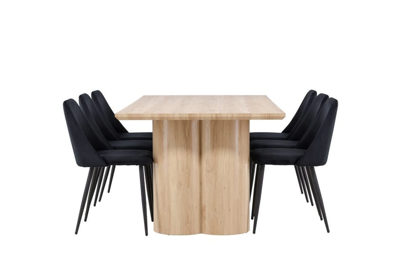 Rektangulär matgrupp Venture Home Svart Ljust trä 6st - Møbler - Bord - Spisegrupper