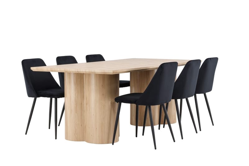 Rektangulär matgrupp Venture Home Svart Ljust trä 6st - Møbler - Bord - Spisegrupper