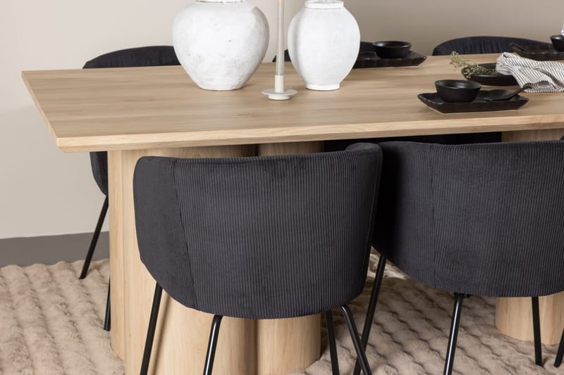 Rektangulär matgrupp Venture Home Svart Ljust trä 6st - Møbler - Bord - Spisegrupper