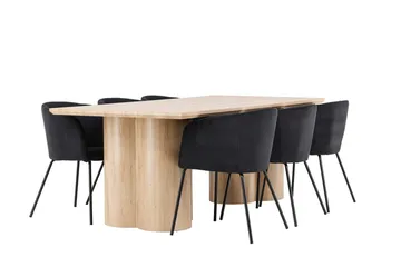 Rektangulär matgrupp Venture Home Svart Ljust trä 6st - Møbler - Bord - Spisegrupper