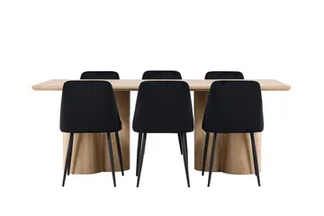 Rektangulär matgrupp Venture Home Svart Ljust trä 6st - Møbler - Bord - Spisegrupper