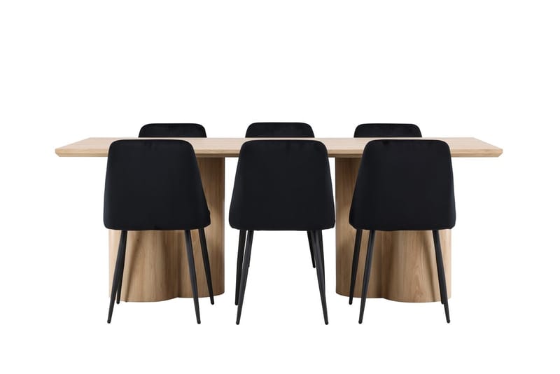 Rektangulär matgrupp Venture Home Svart Ljust trä 6st - Møbler - Bord - Spisegrupper