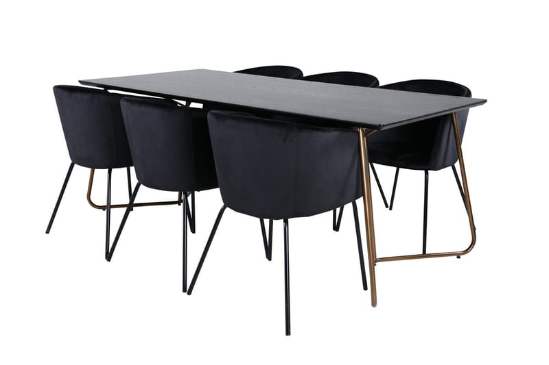 Rektangulär matgrupp Venture Home Svart Mässing - Møbler - Bord - Spisegrupper