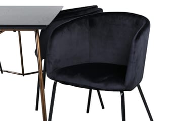 Rektangulär matgrupp Venture Home Svart Mässing - Møbler - Bord - Spisegrupper