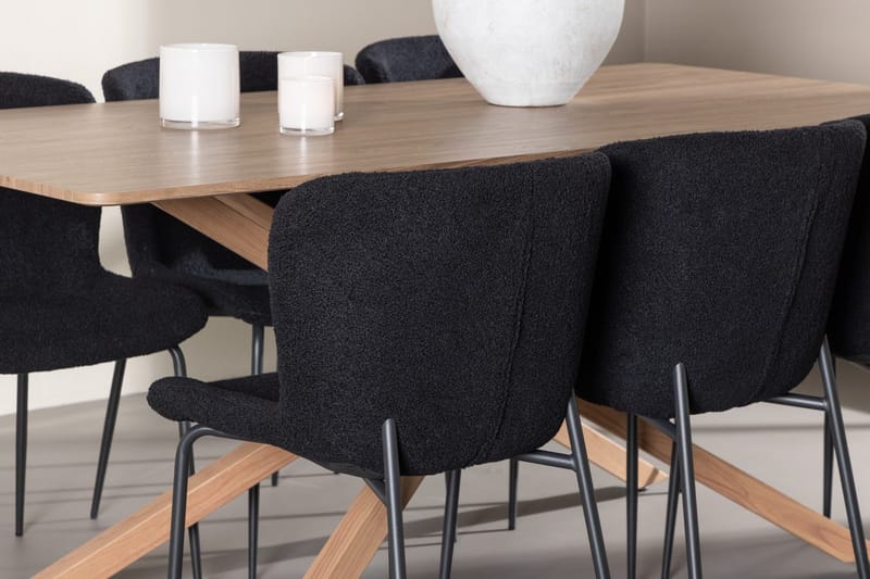 Rektangulär matgrupp Venture Home Svart Mocka 6st - Møbler - Bord - Spisegrupper
