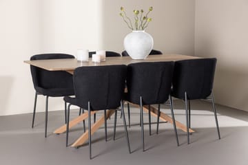 Rektangulär matgrupp Venture Home Svart Mocka 6st - Møbler - Bord - Spisegrupper