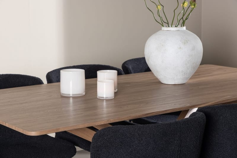 Rektangulär matgrupp Venture Home Svart Mocka 6st - Møbler - Bord - Spisegrupper