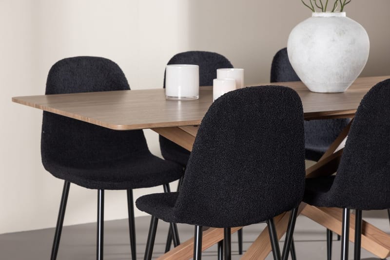 Rektangulär matgrupp Venture Home Svart Mocka 6st - Møbler - Bord - Spisegrupper