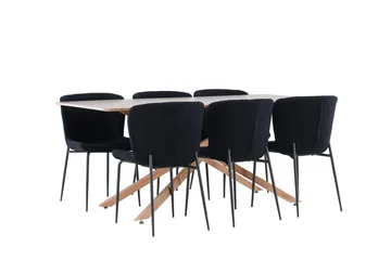 Rektangulär matgrupp Venture Home Svart Mocka 6st - Møbler - Bord - Spisegrupper