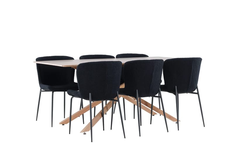 Rektangulär matgrupp Venture Home Svart Mocka 6st - Møbler - Bord - Spisegrupper