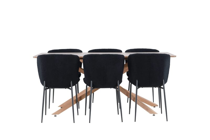 Rektangulär matgrupp Venture Home Svart Mocka 6st - Møbler - Bord - Spisegrupper