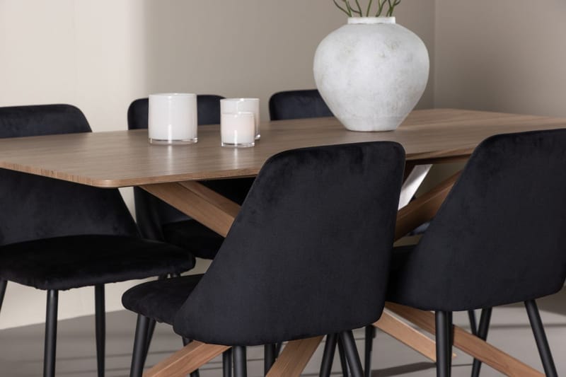Rektangulär matgrupp Venture Home Svart Mocka 6st - Møbler - Bord - Spisegrupper