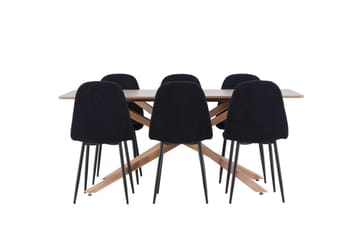 Rektangulär matgrupp Venture Home Svart Mocka 6st - Møbler - Bord - Spisegrupper