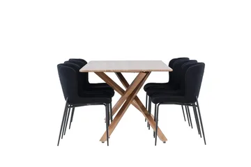 Rektangulär matgrupp Venture Home Svart Mocka 6st - Møbler - Bord - Spisegrupper
