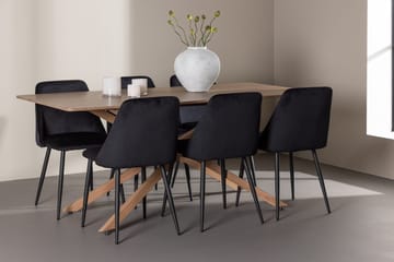 Rektangulär matgrupp Venture Home Svart Mocka 6st - Møbler - Bord - Spisegrupper