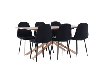 Rektangulär matgrupp Venture Home Svart Mocka 6st - Møbler - Bord - Spisegrupper