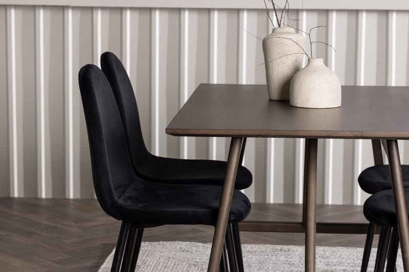 Rektangulär matgrupp Venture Home Svart Mörkbrun 4st - Mørkebrun - Møbler - Bord - Spisegrupper
